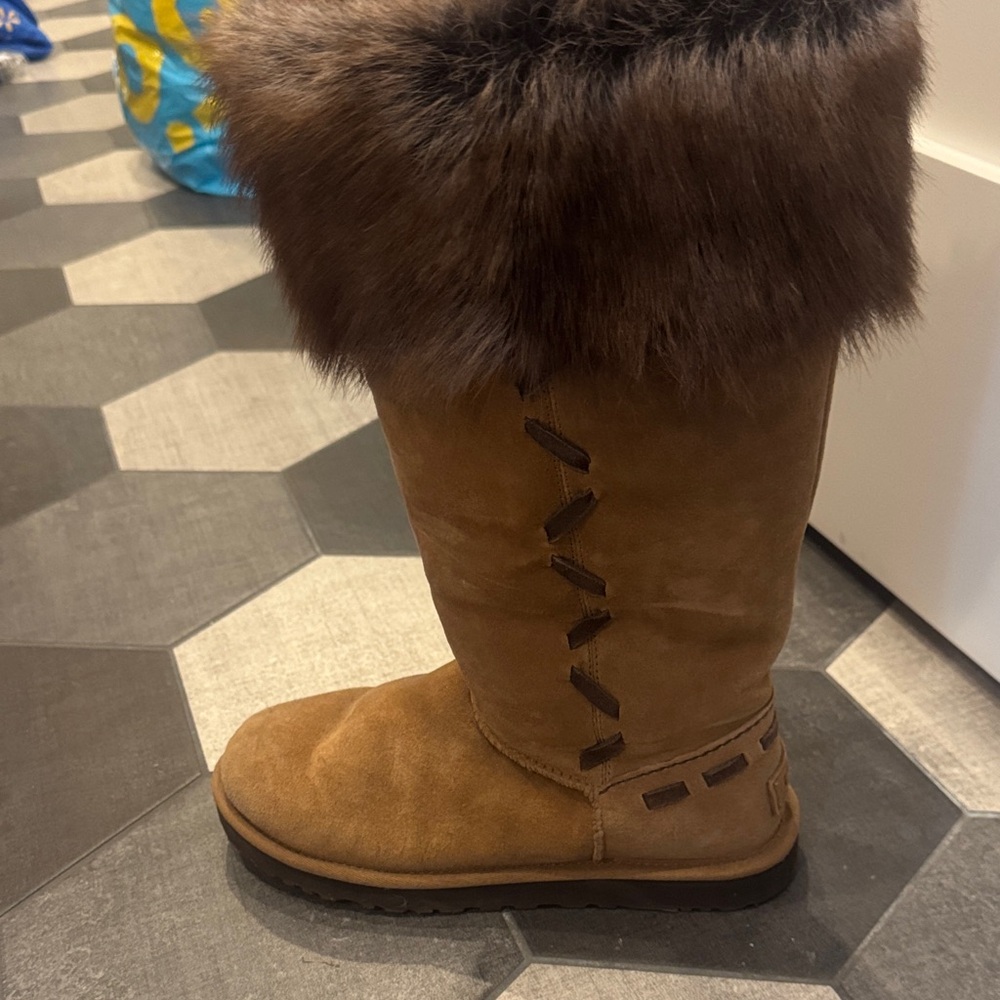 UGG Brown Fur-Accented Footwear